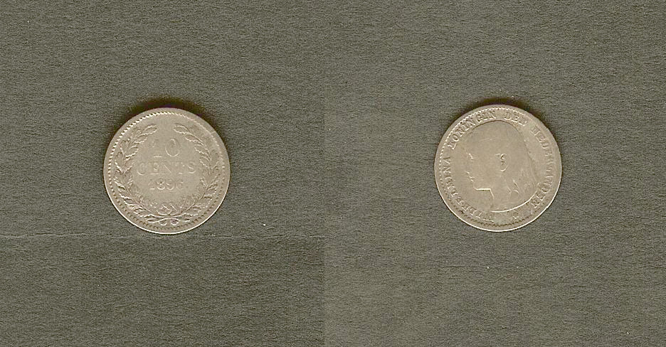 Netherlands 10 cents 1896 F/aVF